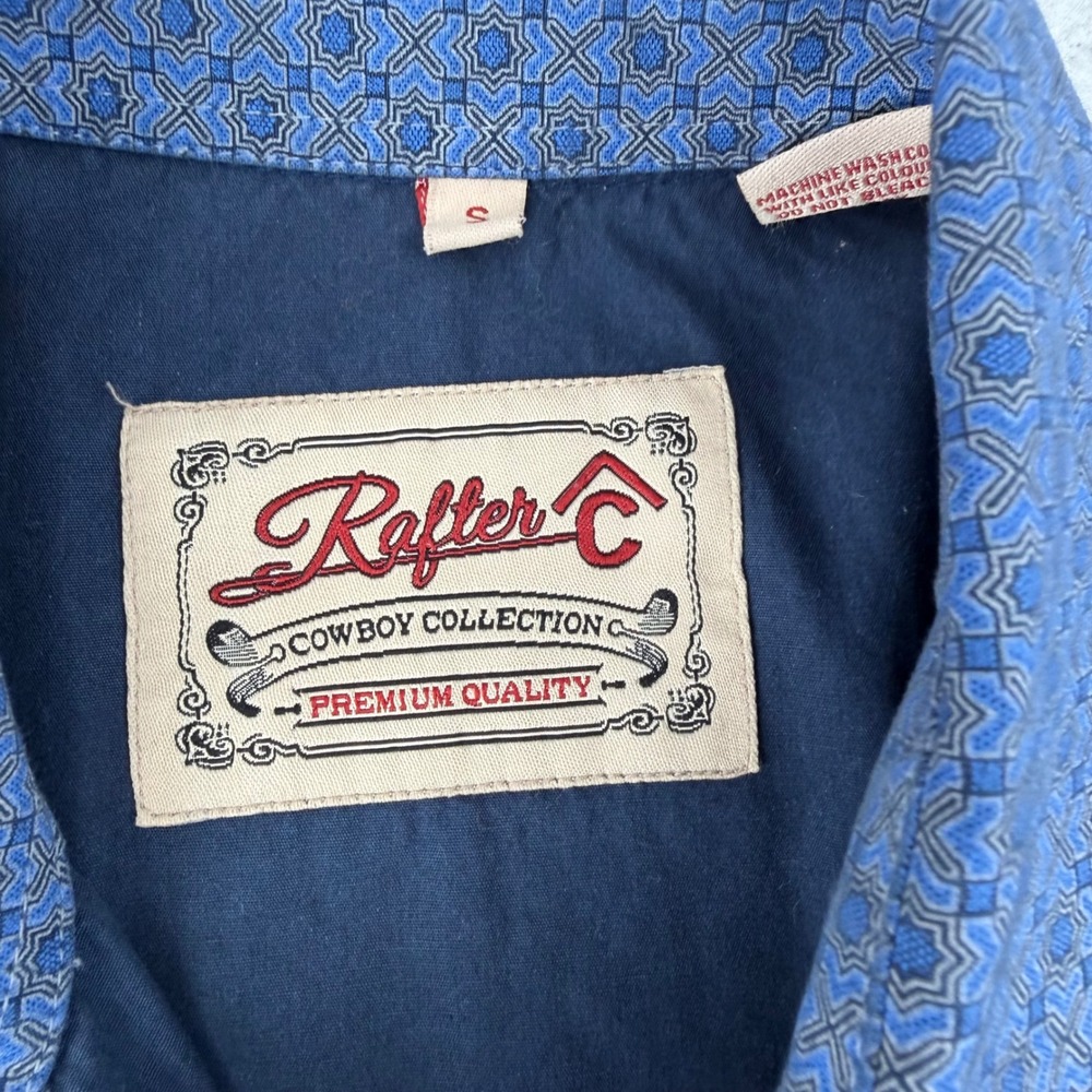 Rafter C Cowboy Collection Mens Blue Geometric Pearl Snap Western RC1810714R - Picture 3 of 12